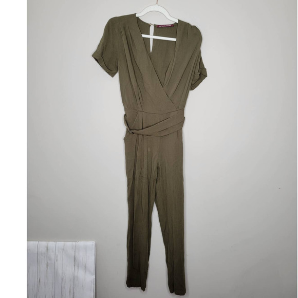 Comptoir des Cotonniers Facination Jumpsuit Dark Kaki Belted Wrap Neckline XXS - Picture 2 of 7